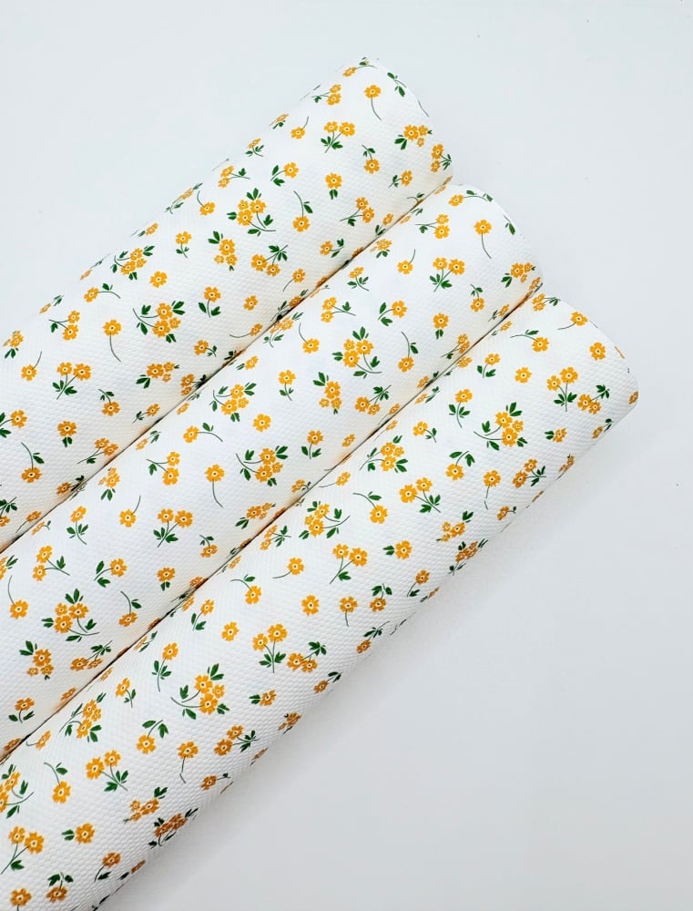 1439 - Mini Yellow Ditsy Floral Flower printed canvas sheet