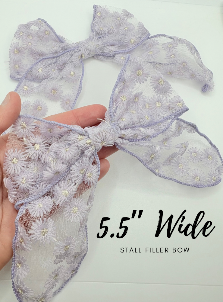 HUGE 5.5 Lilac Lace Daisy floral stall filler bow WITHOUT CLIP