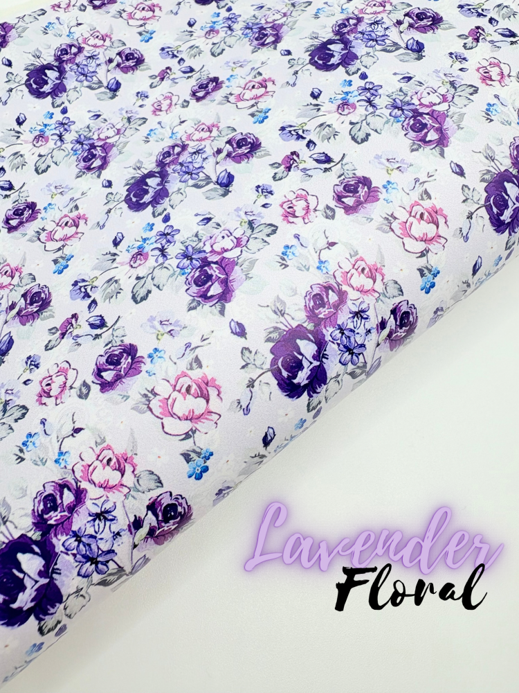 Lavender Floral Printed leatherette