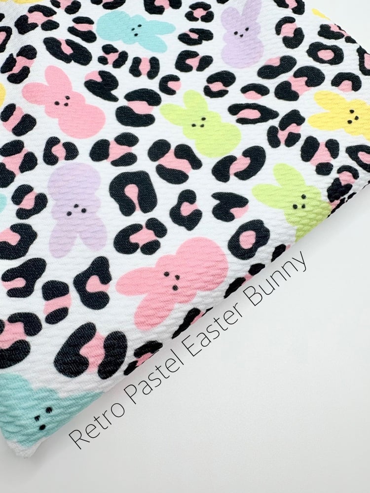 Retro Pastel Easter Bunny Printed Bullet Fabric