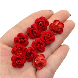 Mini Red Rose Alloy Embellishments