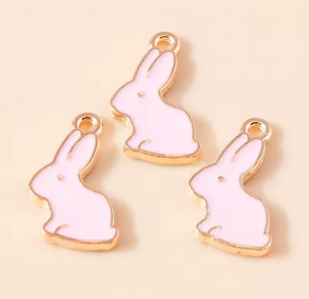 Pink Easter Bunny charm embellishment