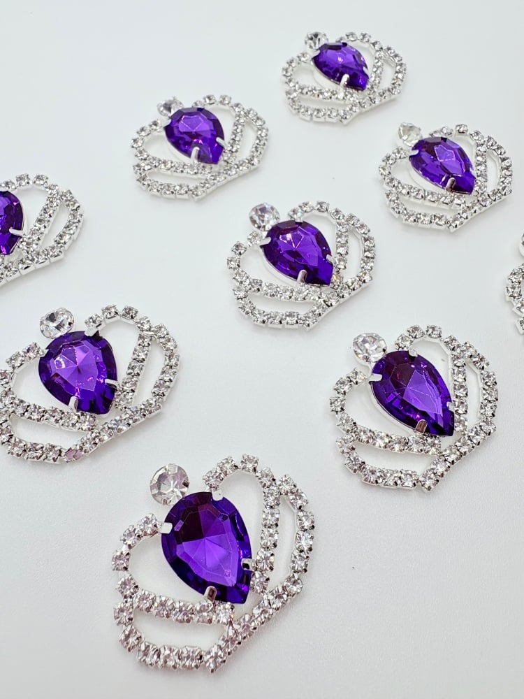 CADBURY PURPLE - Crystal Diamontee Crown Silver Embellishment