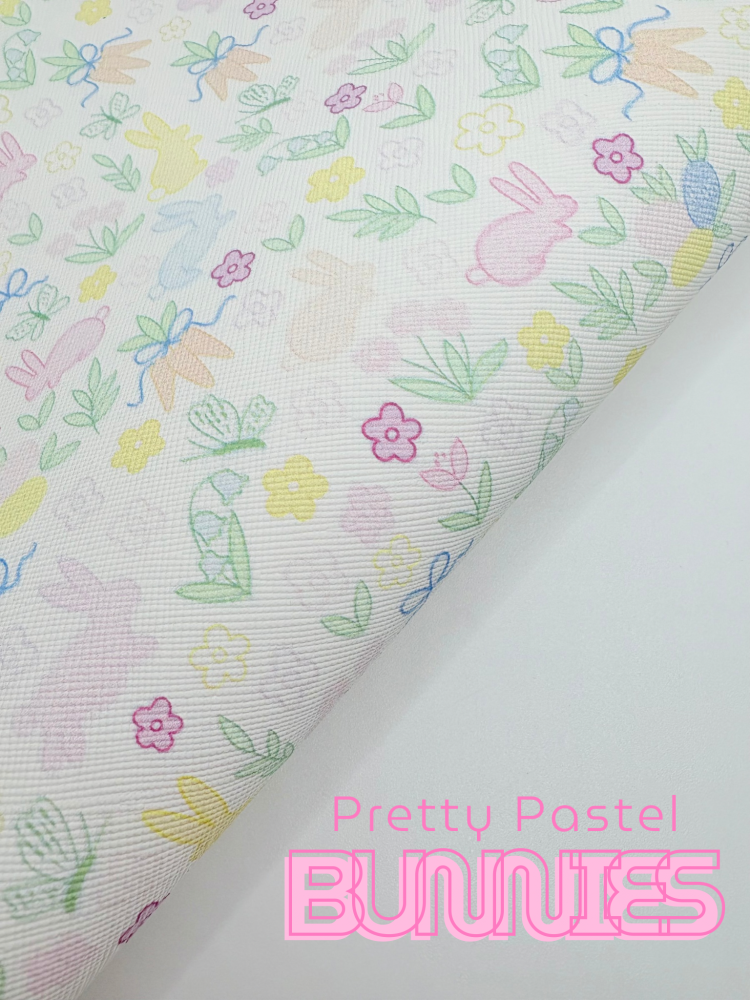 Pretty Pastel Easter Bunny Printed leatherette fabric