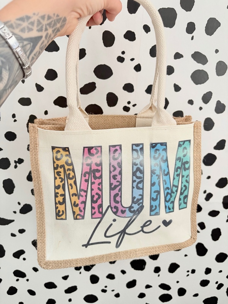 Medium Mum Life Jute Bag Mothers day gift