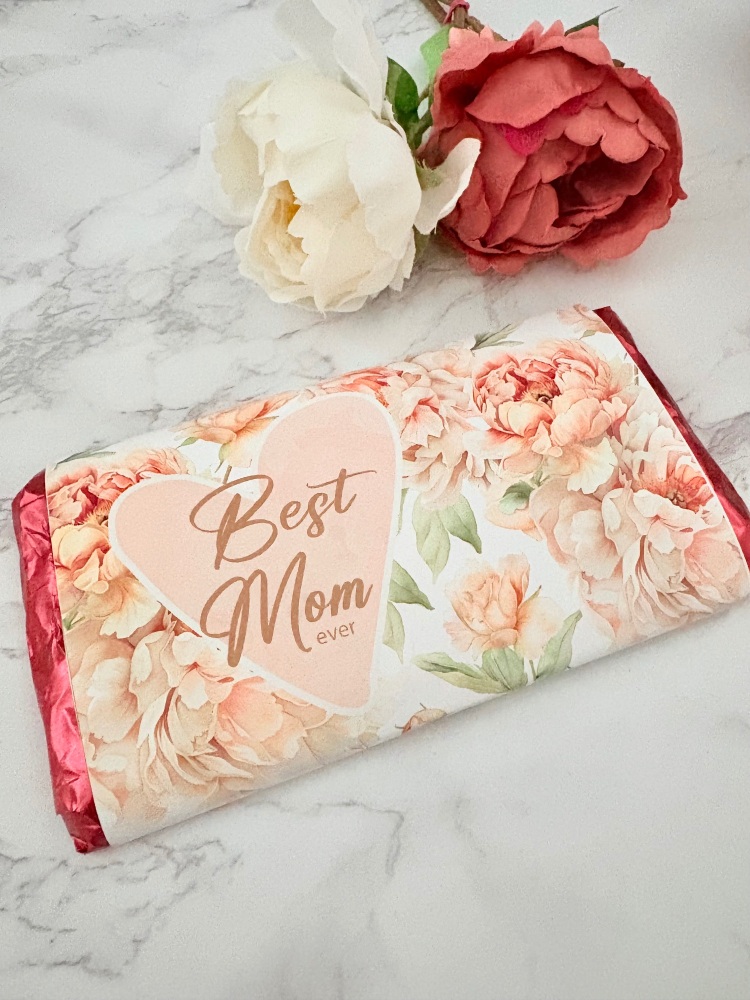 Best Mum Ever Pink flower galaxy chocolate bar Wrapper