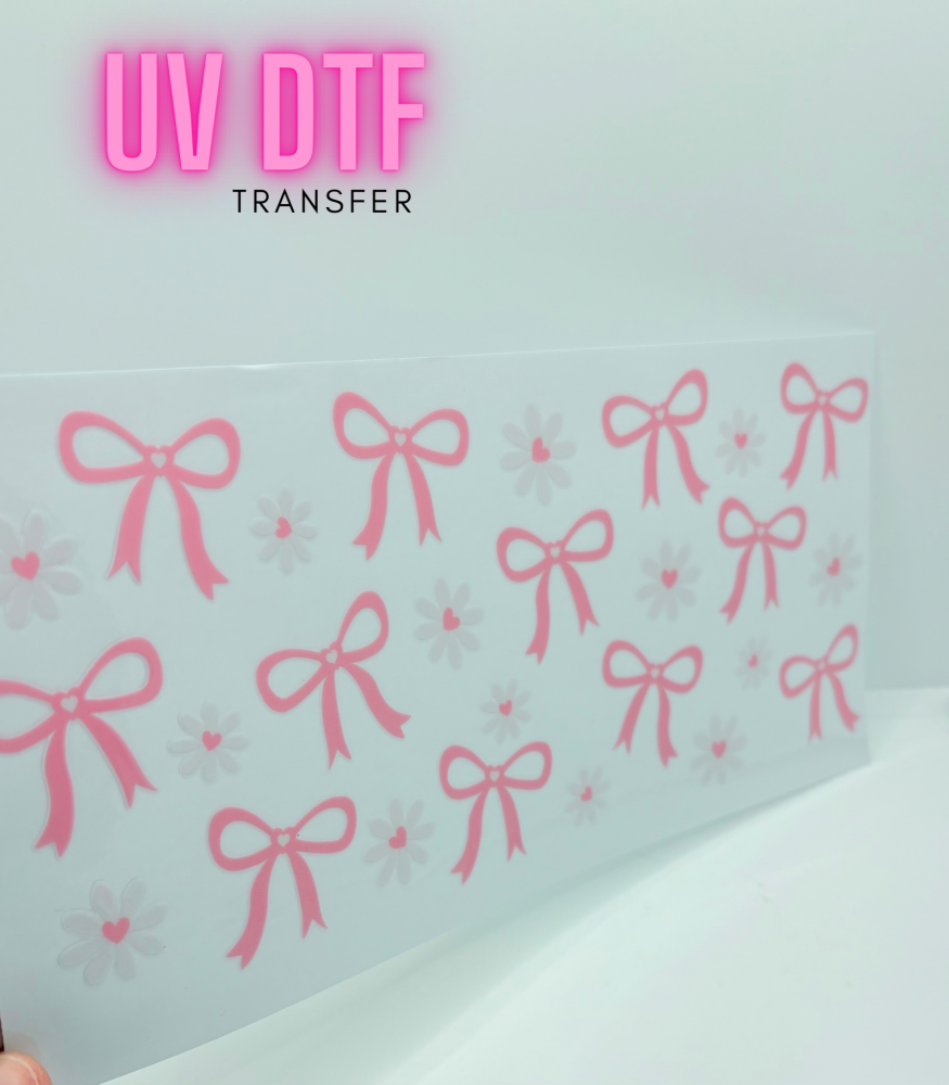 PRETTY PINK BOWS 16OZ + UV DTF TRANSFER