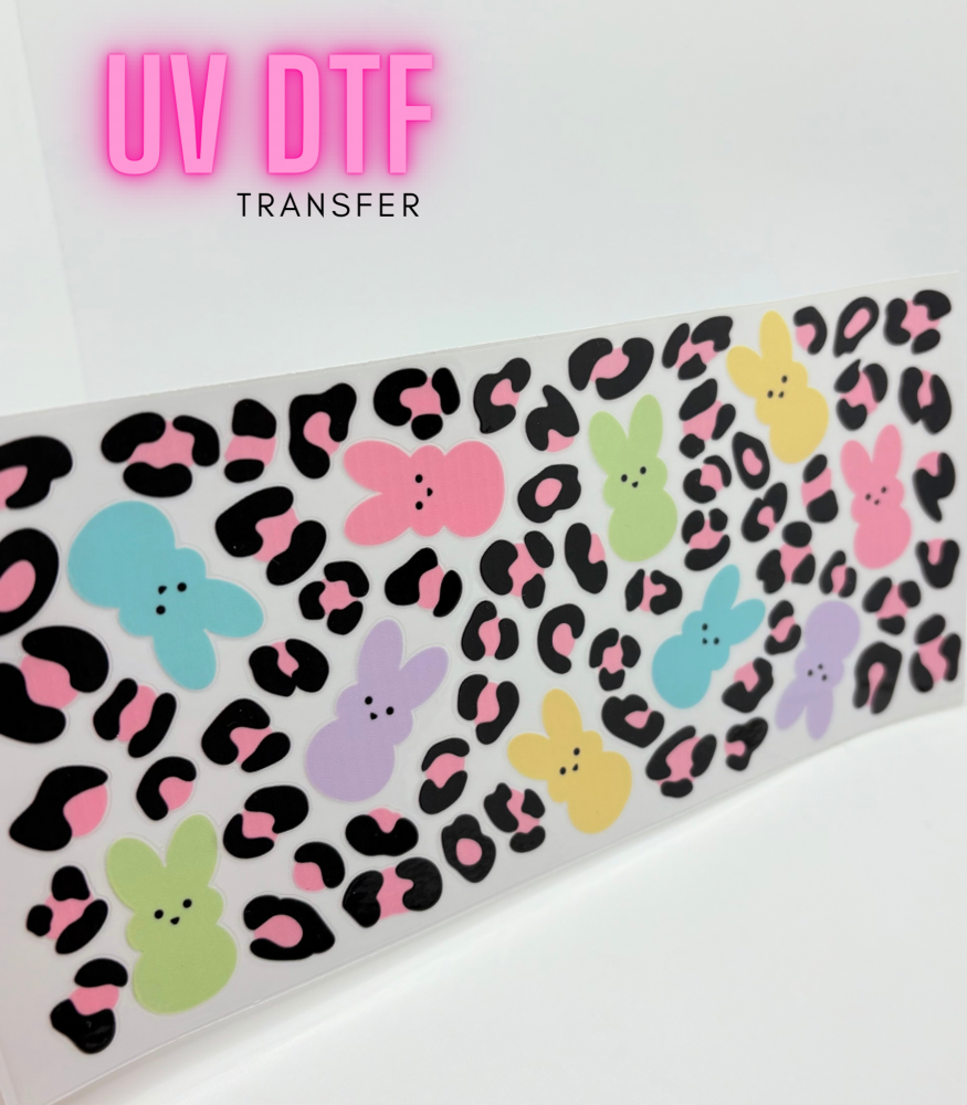 PASTEL EASTER LEOPARD PRINT BUNNY 16OZ + UV DTF TRANSFER