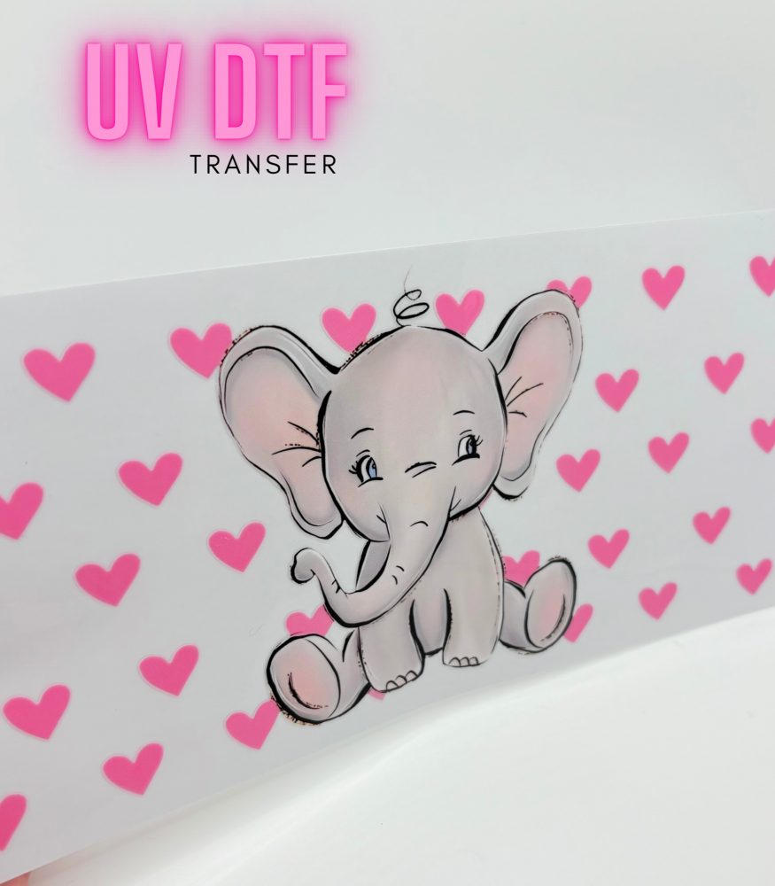 CUTE LOVEABLE ELEPHANT + UV DTF TRANSFER