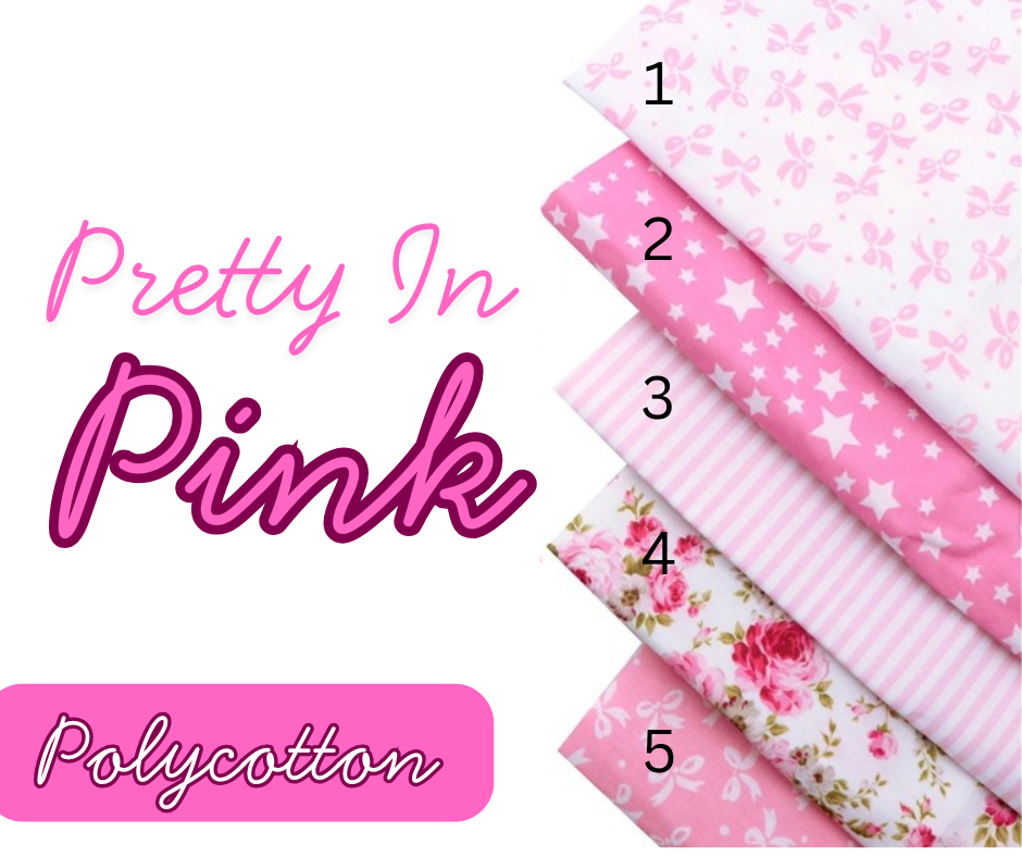 Pretty In Pink Printed Poly cotton Fabric 50cm x 45cm