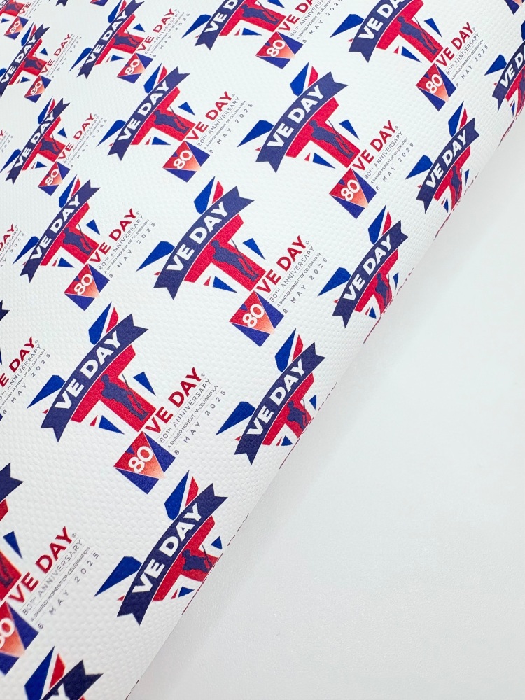 1696 - VE DAY 80th anniversary printed canvas fabric sheet