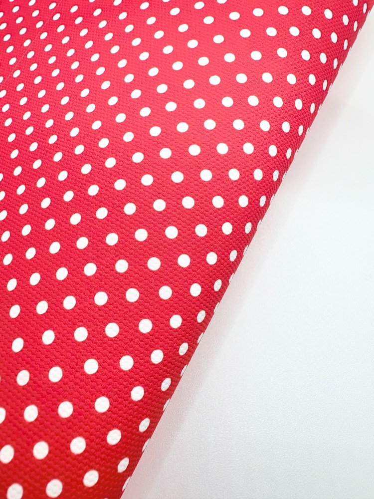 1696 - Off Red polka dot printed canvas fabric sheet