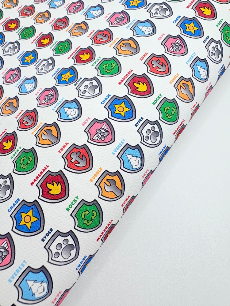 1696 - Paw Shield printed canvas fabric sheet
