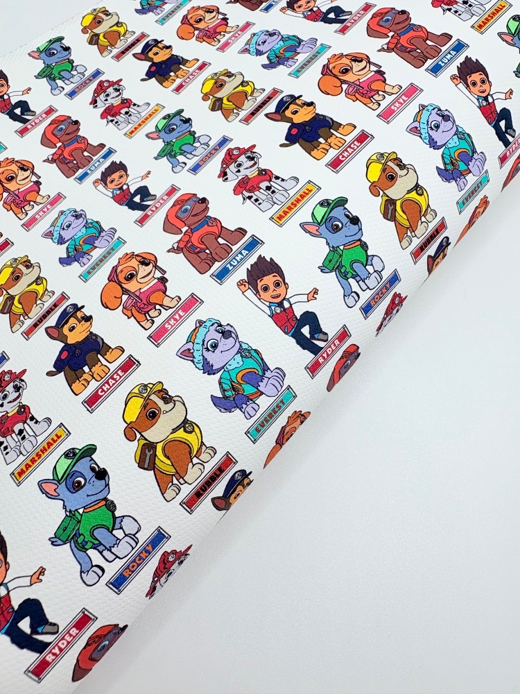 1696 - Paw Character Mix printed canvas fabric sheet