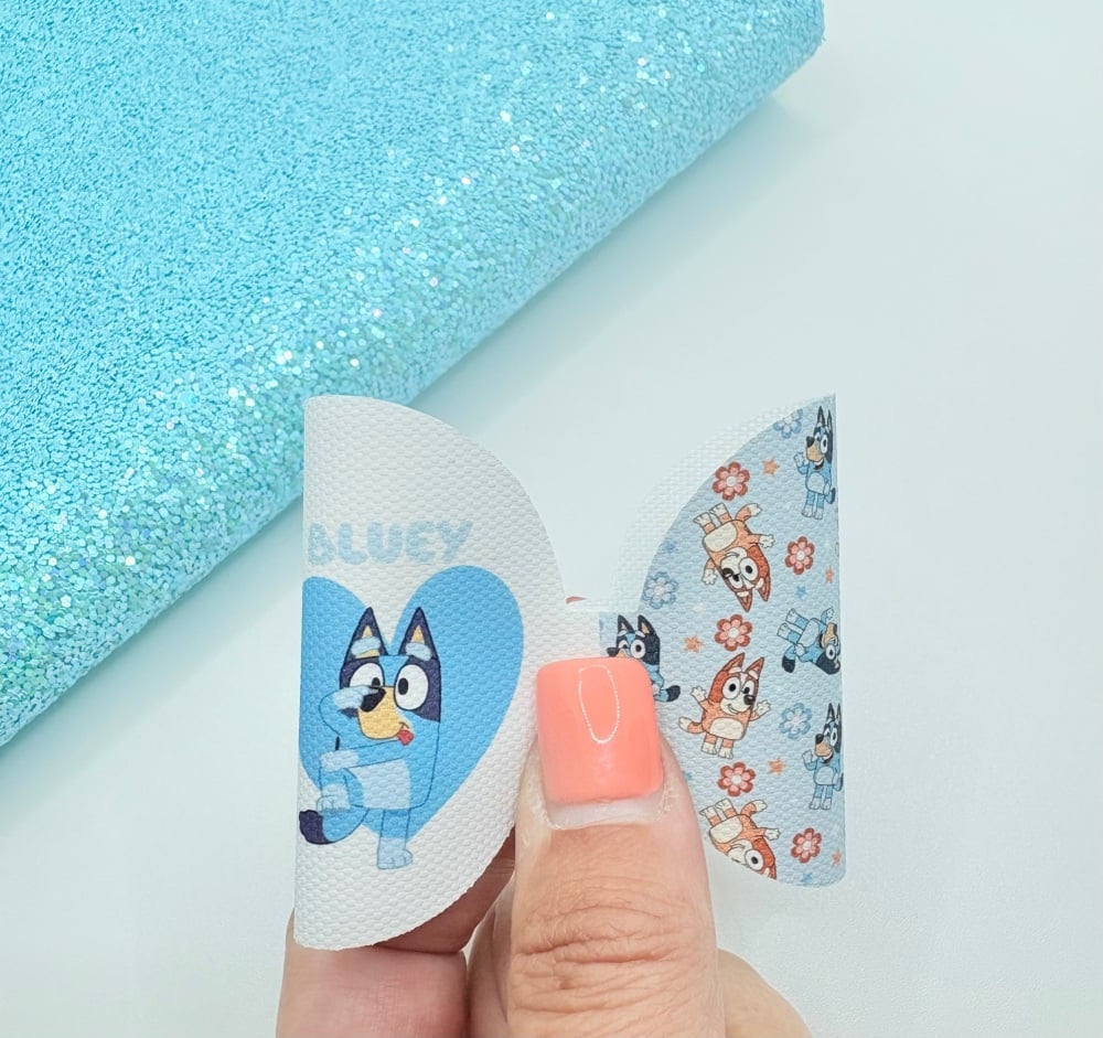Bluey Love heart printed pre cut bow loop