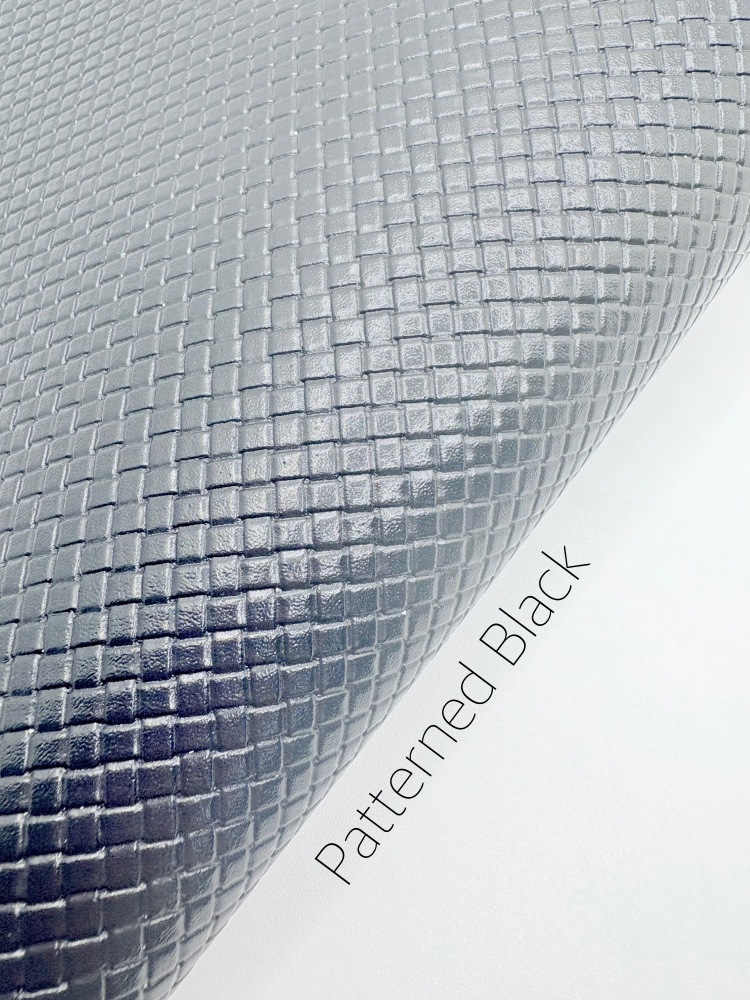 Glossy black patterned plain leather