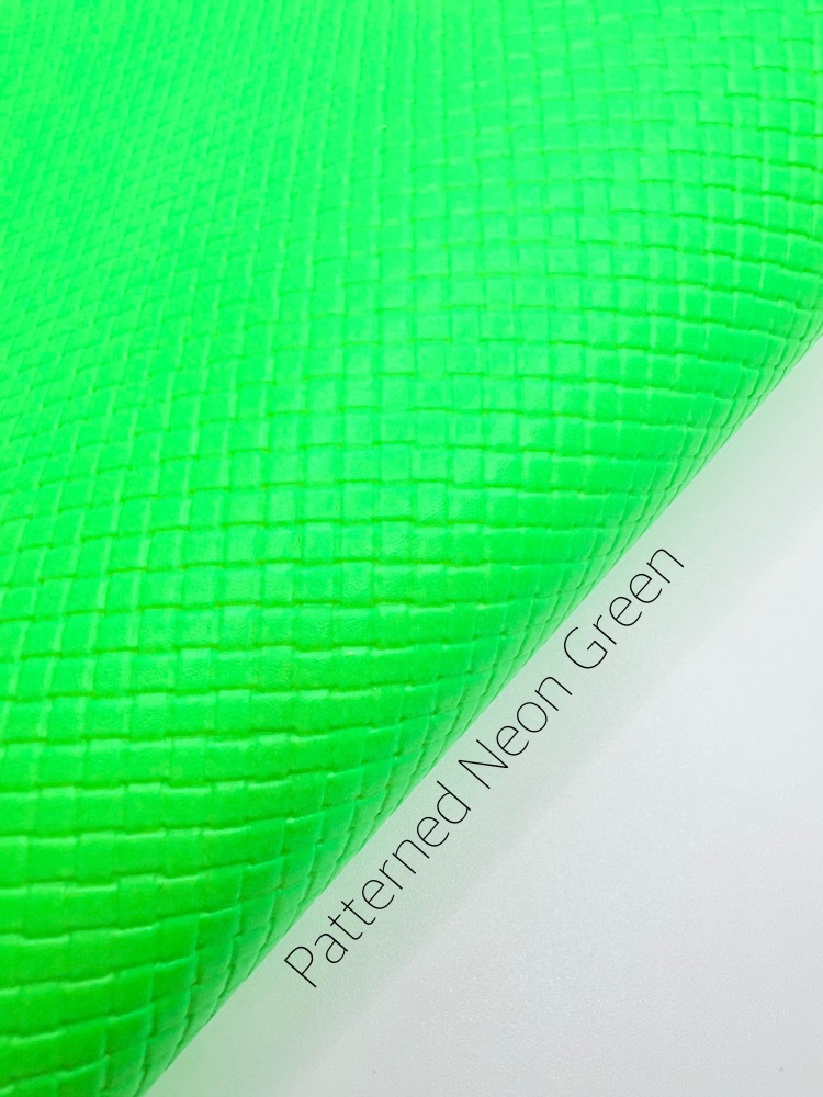Glossy neon green patterned plain leather