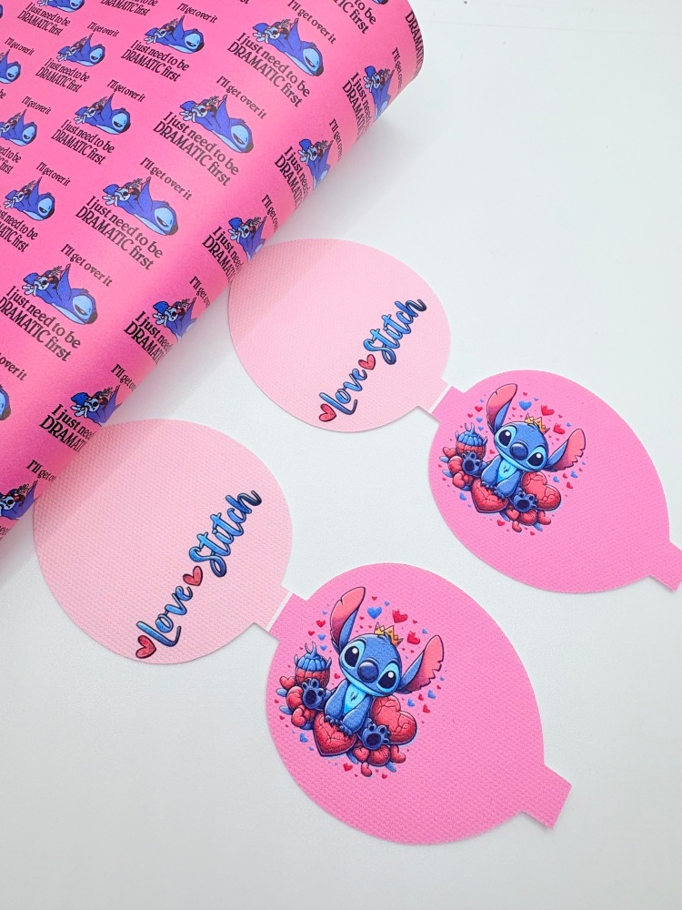 Pretty pink stitch printed pre cut bow loop