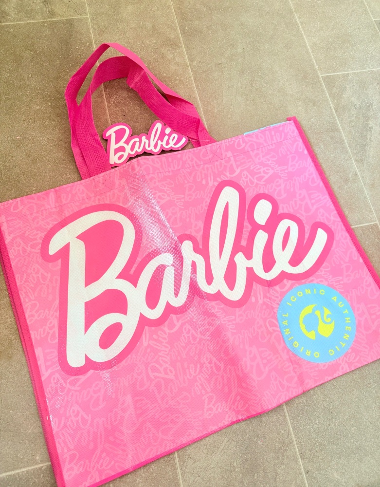 Bright Pink Barbie water resistant shopping bag
