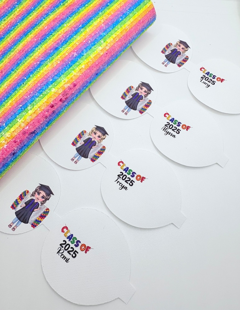 Class of 2025 graduation printed pre cut bow loop