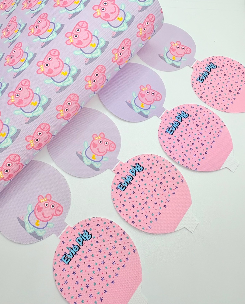 Evie pig peppa printed pre cut bow loop
