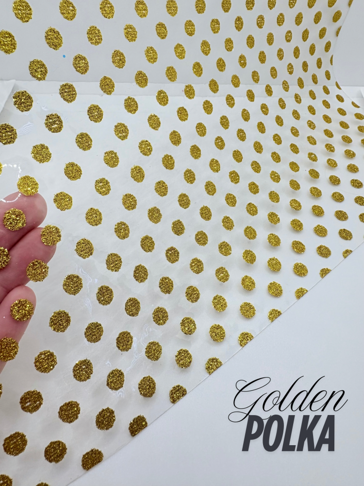Golden polka Transparent water resistant sequin jelly fabric