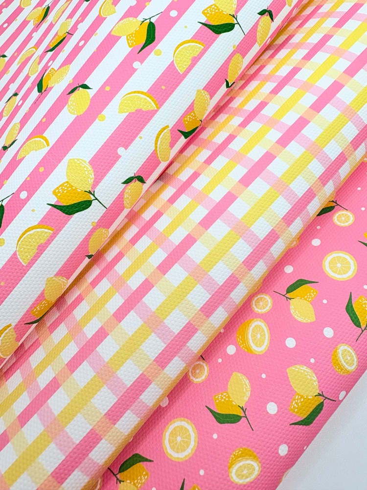 Pretty pink lemons printed canvas fiver friday bundle