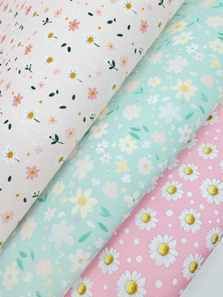 Pastel Daisy Flower printed canvas fiver friday bundle