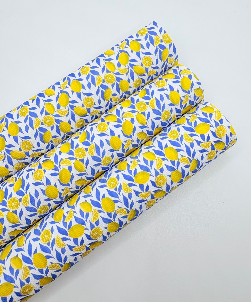1770 - Blue lemons printed canvas fabric sheet