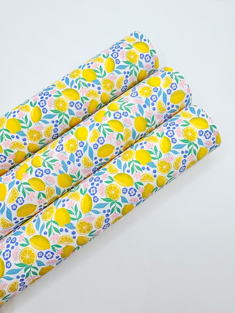 1770 - Pastel Mixed lemons printed canvas fabric sheet