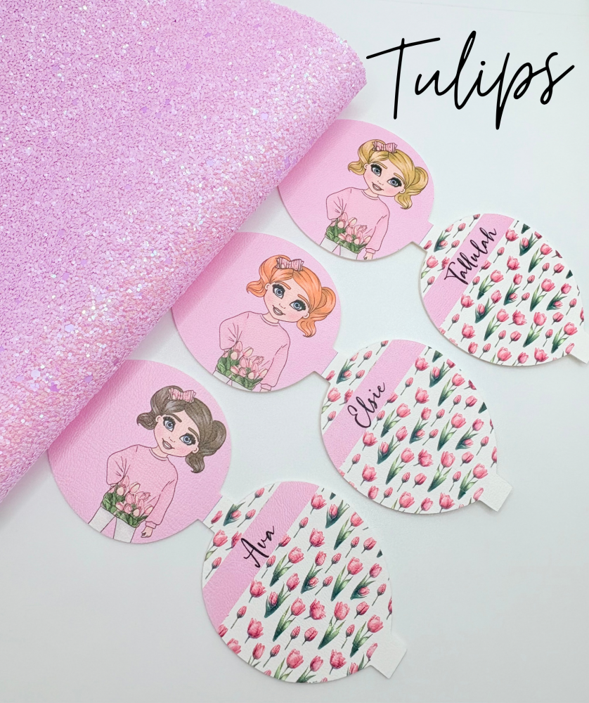 Tulip floral dolly girl printed  Dolly bow loop pre cut bow loop