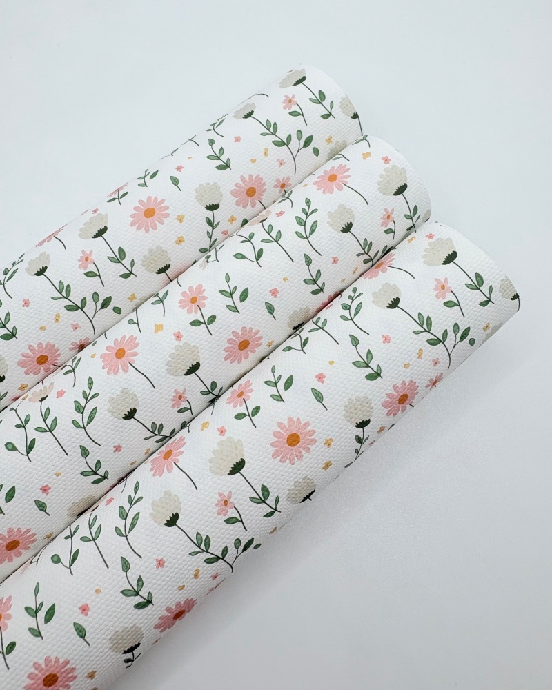 1770 - Pastel Daisy Florals printed canvas fabric sheet