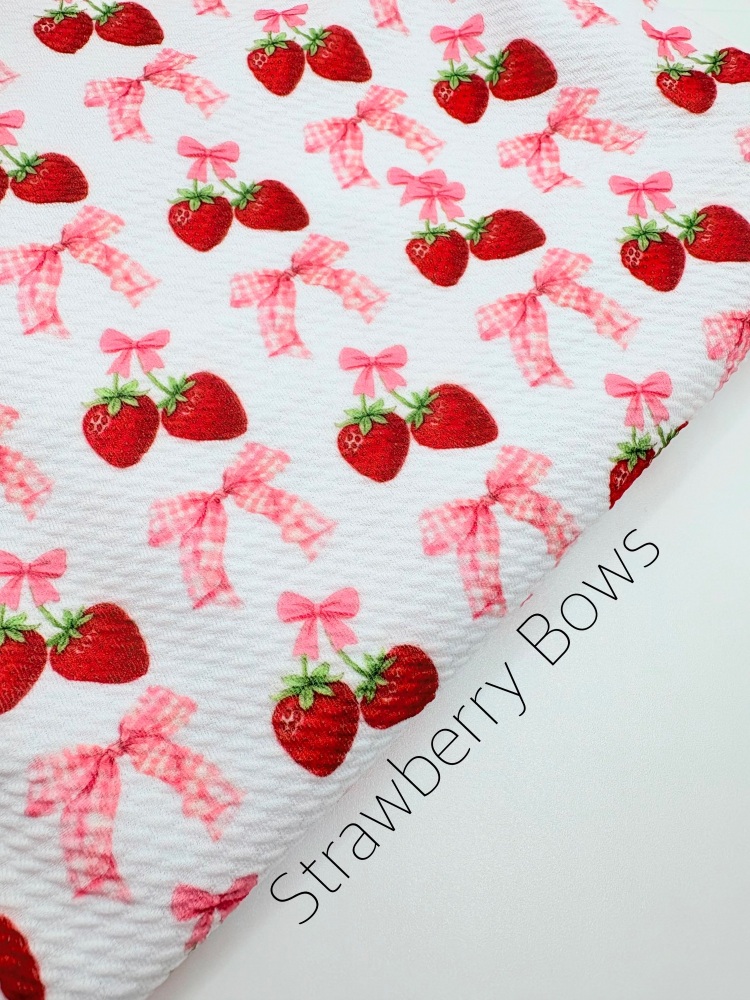Strawberry Bows Printed Bullet Fabric