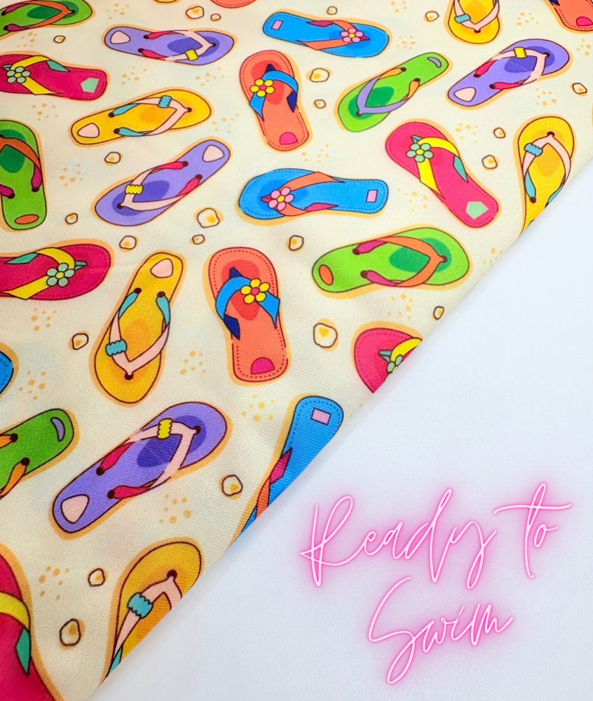SWIMWEAR FABRIC - Printed Summer Flip flops Spandex Fabric