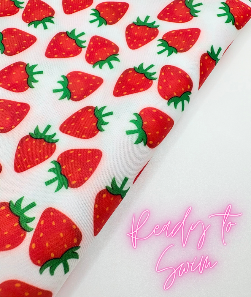 SWIMWEAR FABRIC - Printed Strawberry Spandex Fabric