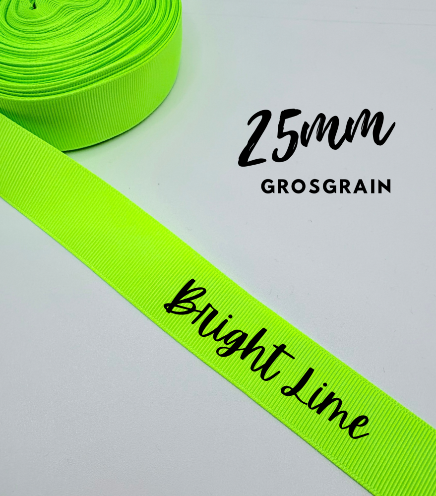544 Bright Lime Grosgrain Plain Grosgrain ribbon