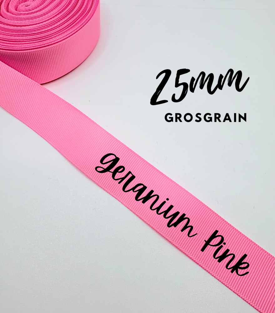 155 Geranium Pink Grosgrain Plain Grosgrain ribbon