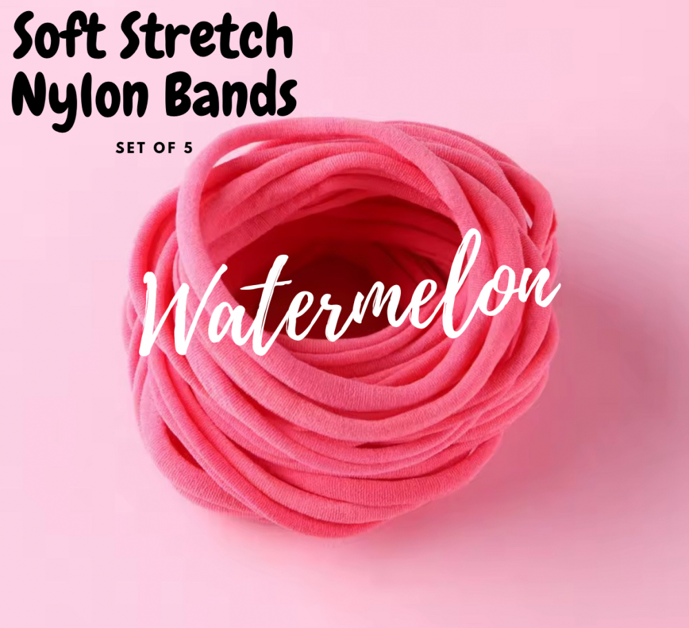 WATERMELON - 5 x Soft Stretch Dainties Nylon Bands