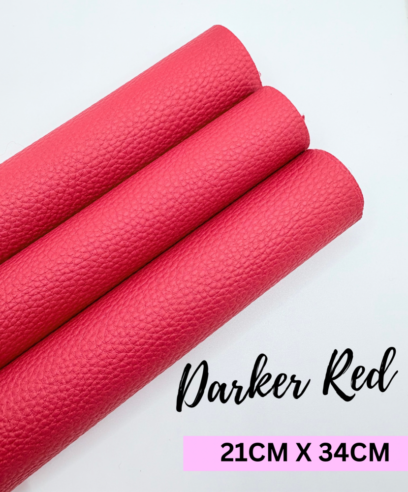 Litchi Darker red plain leather