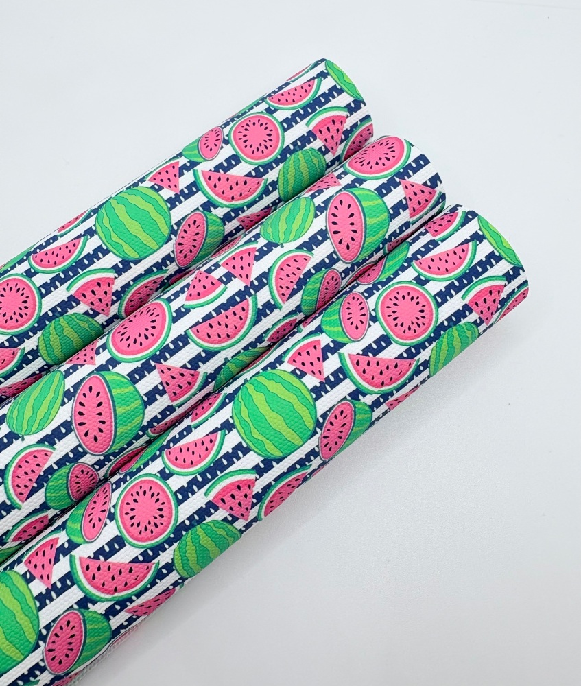1281 - Black monochrome stripe watermelon printed canvas sheet