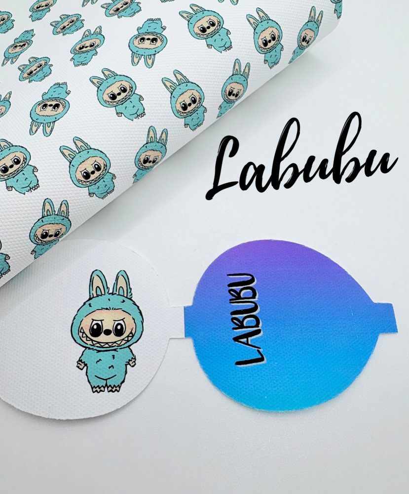 BLUE LABUBU pre cut printed bow loop