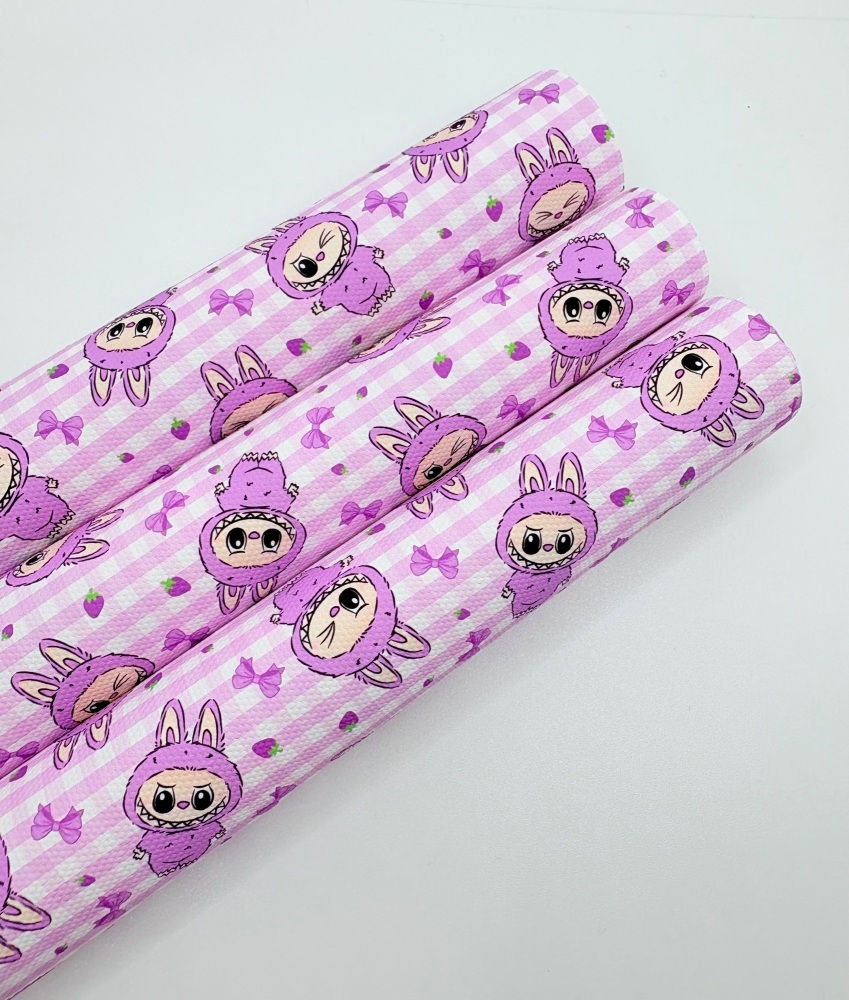1281 - Lilac Plaid LABUBU printed canvas sheet