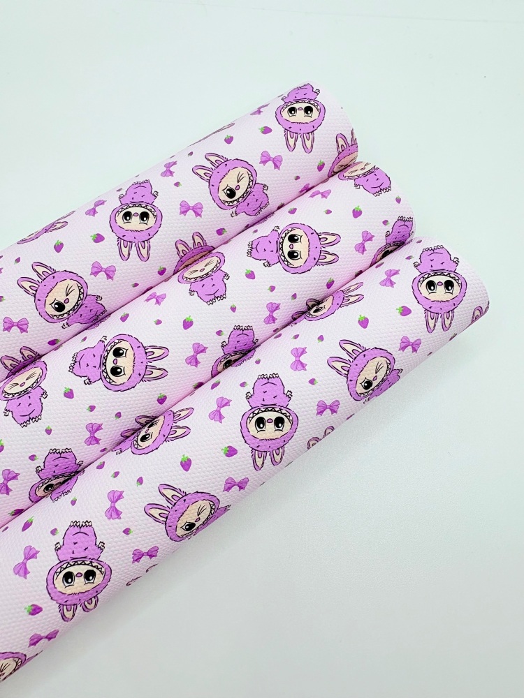 1281 - Lilac Strawberries LABUBU printed canvas sheet