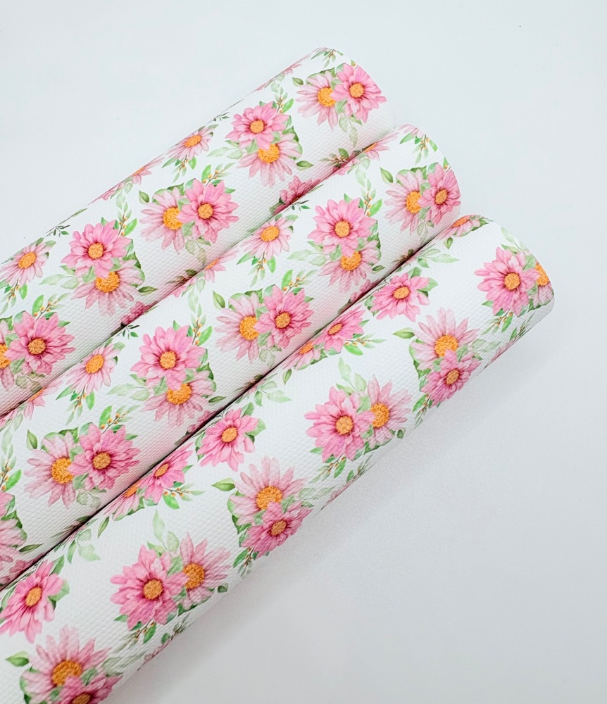 1282 - Pink Daisy Bunch printed canvas sheet