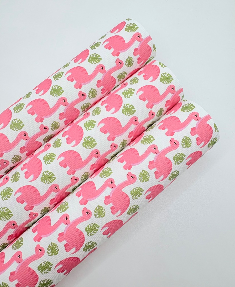 1282 - Hot Pink Dino Dinosaur printed canvas sheet