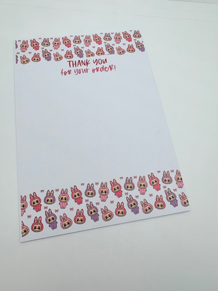 Labubu thank you for your order printed bow card (PACK OF 10)