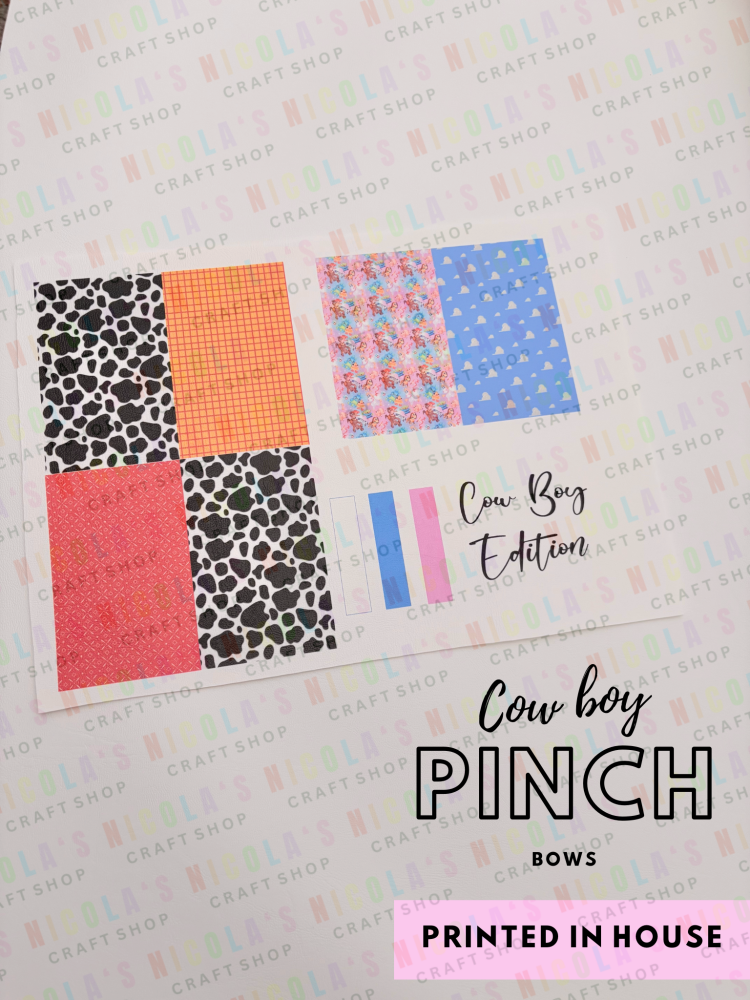 Cow Boy Pinch Bow Cut n Pinch printed leather sheet