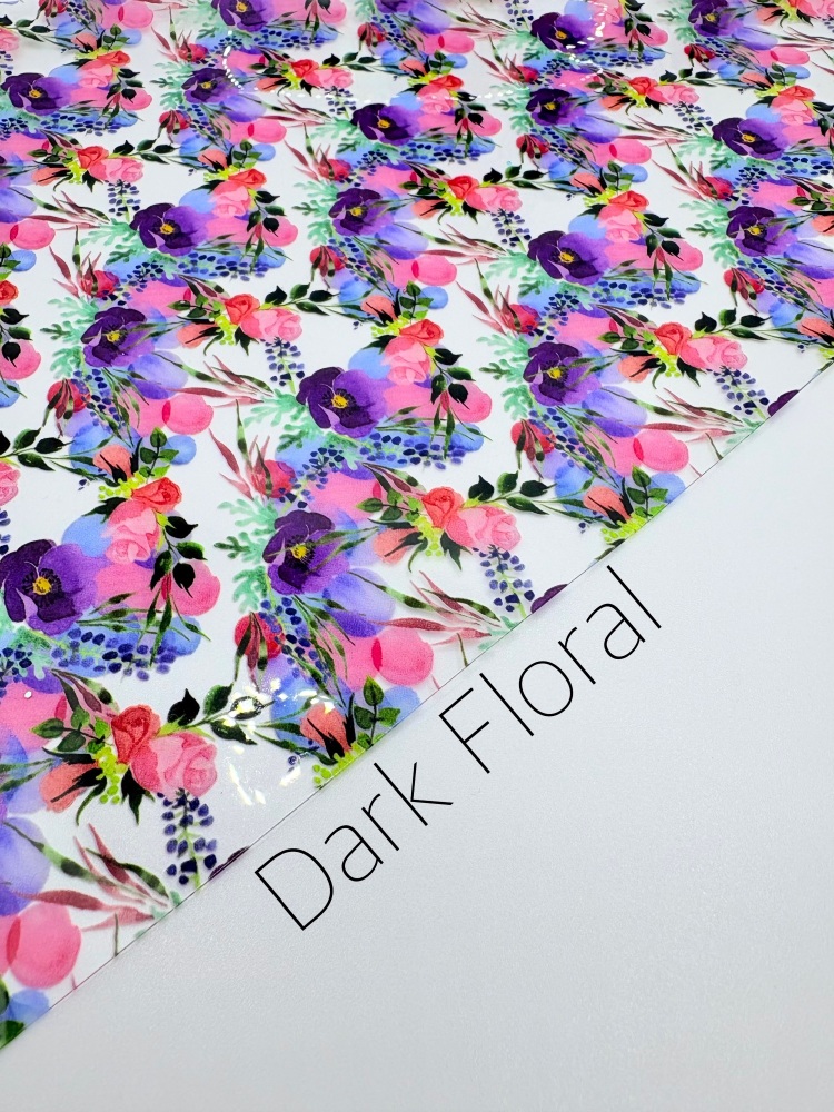 Transparent Dark Floral printed jelly fabric