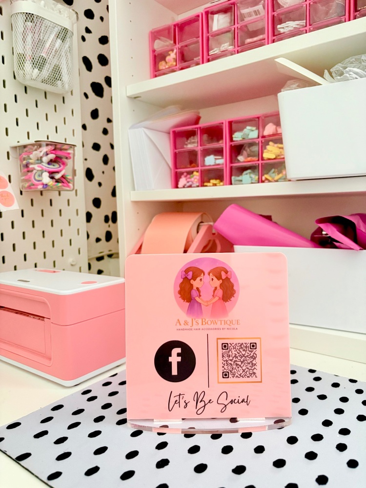 Pink Square Acrylic Stall Filler Office display personalised sign