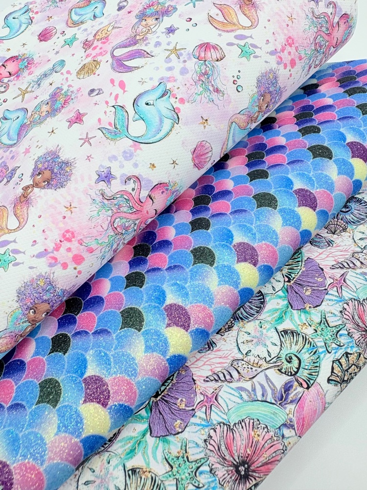 Mermaid Glitter printed canvas fiver friday bundle